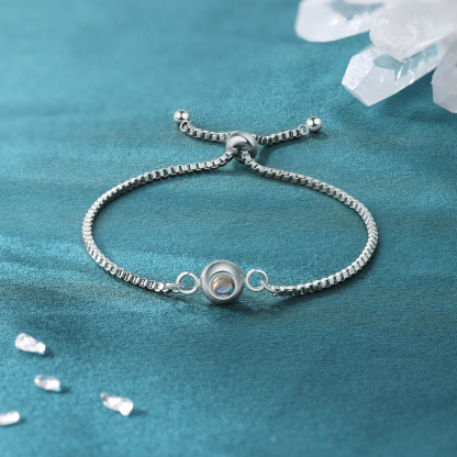 Bracelet Personnalisé avec Photo Projettée Bracelet Photo Projection Argent pour Couple｜ Jessemade