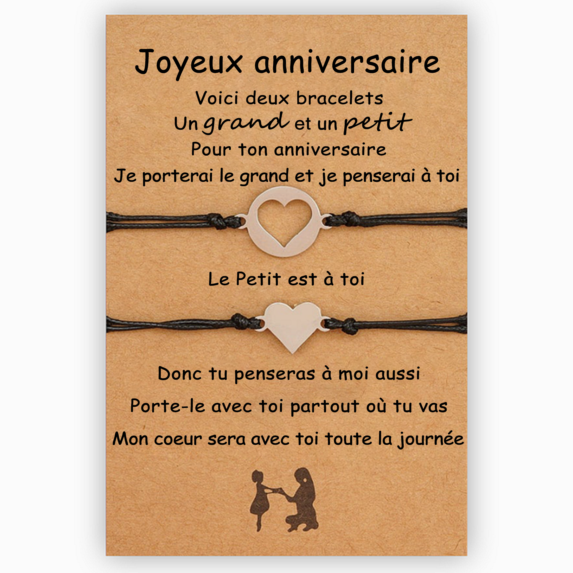 Jessemade FR 2PCS Ensemble de Bracelets Cœur Cadeau Anniversaire