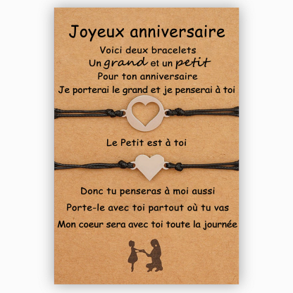 Jessemade FR 2PCS Ensemble de Bracelets Cœur Cadeau Anniversaire