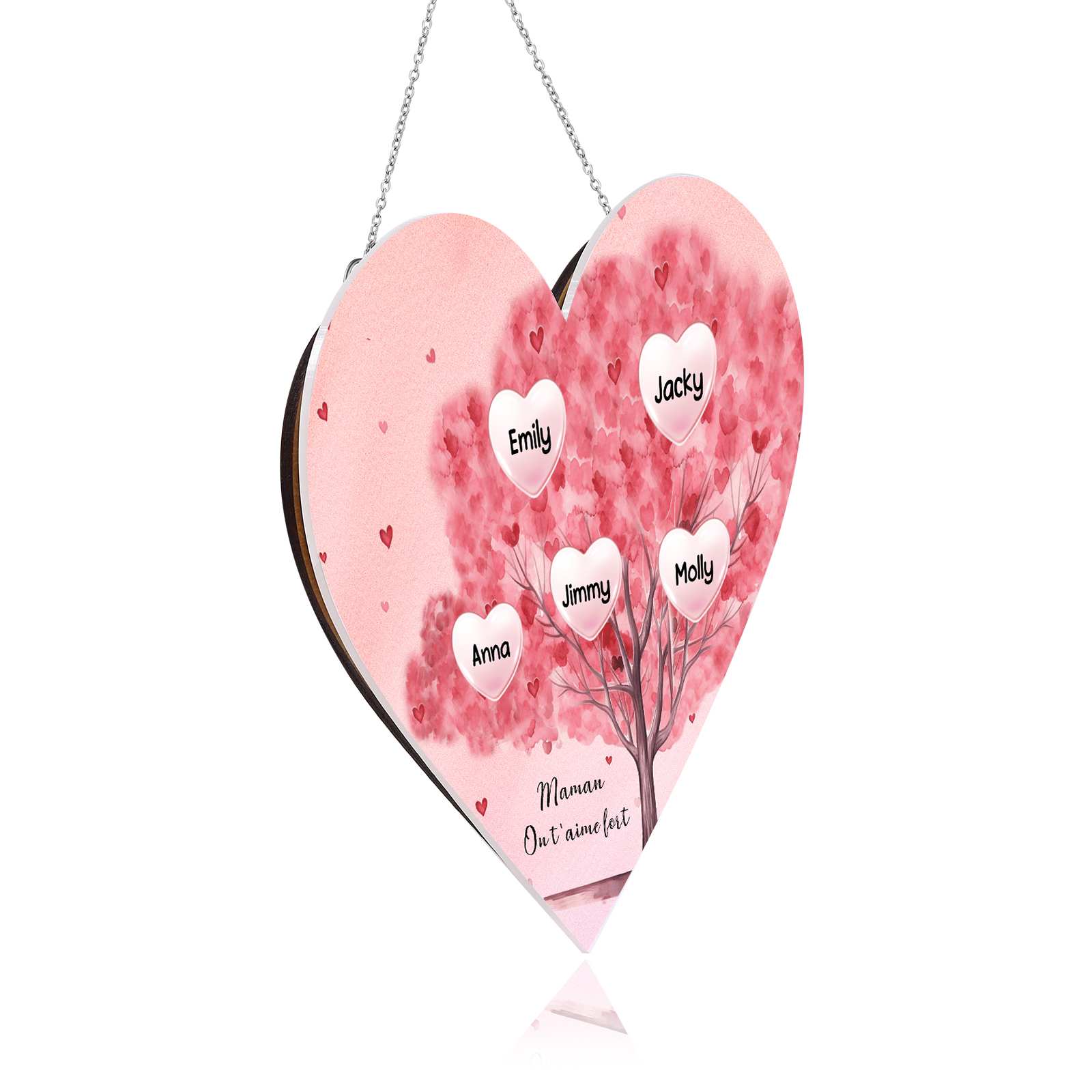 À Maman/Mamie - Veilleuse Cœur Arbre Décoration 5 Prénoms Personnalisés avec 1 Texte