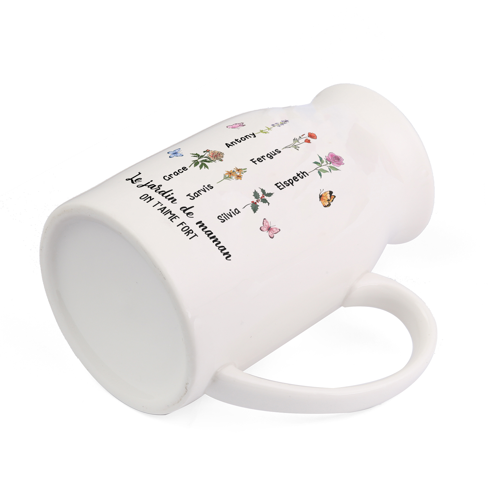 Vase à Fleurs Papillon 6 Prénoms et Fleurs de Naissance Personnalisés avec 2 Textes Décoration de la Maison