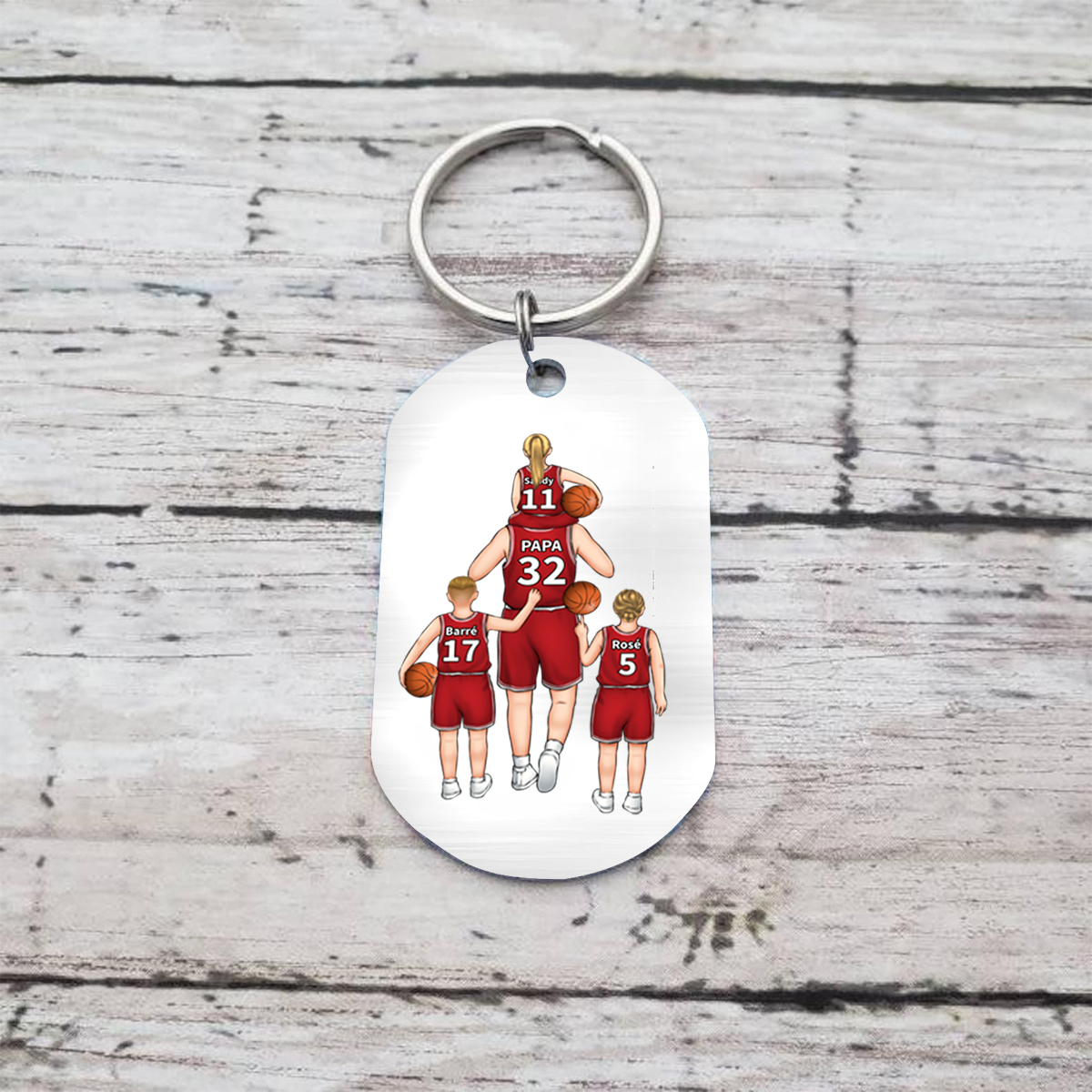 À mon Papa - Porte-Clés Famille de Basket-Ball 2-5 Prénoms Personnalisés | Jessemade