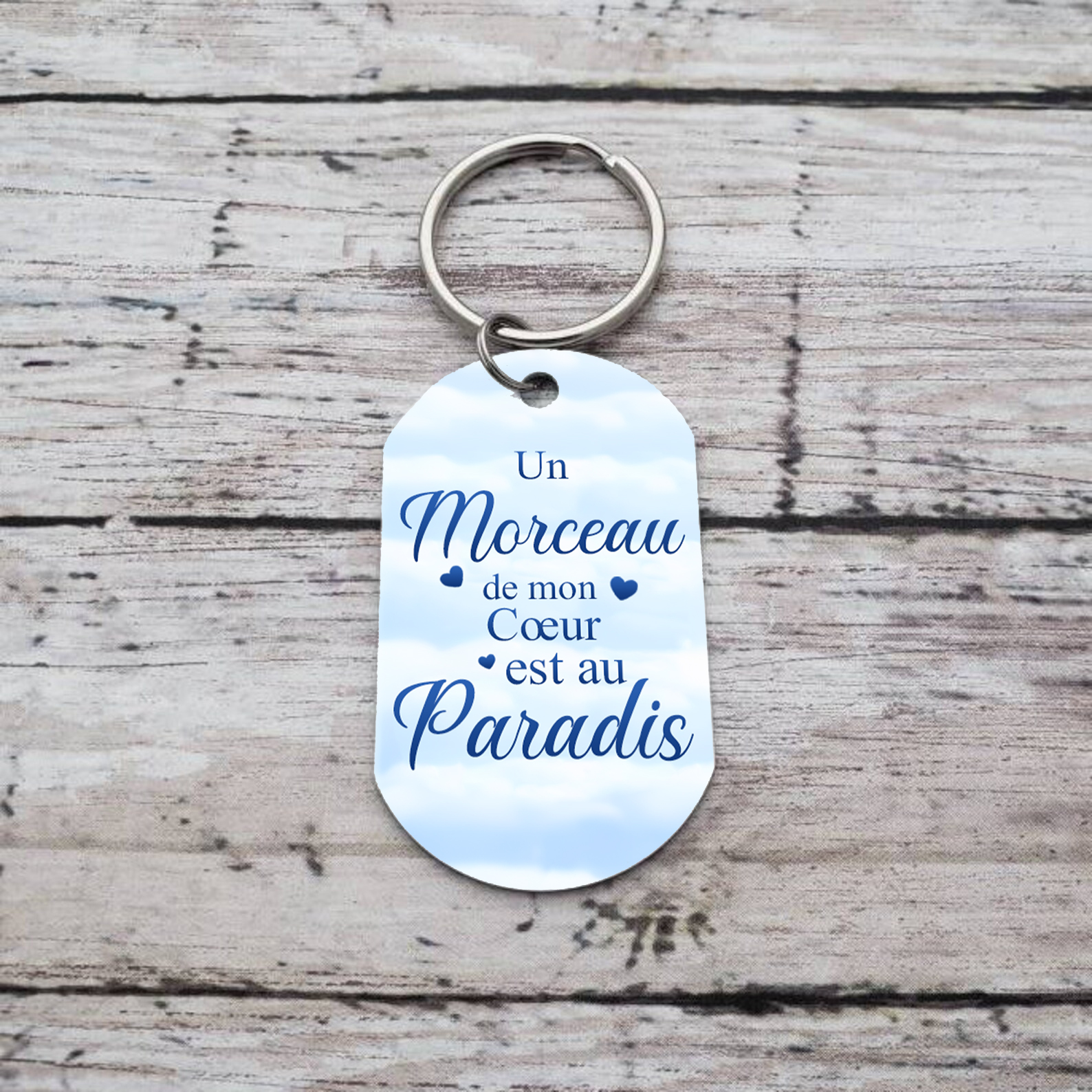 Porte-Clés Commémoratif 1 Prénom et Photo Personnalisés avec Date Tu me manques