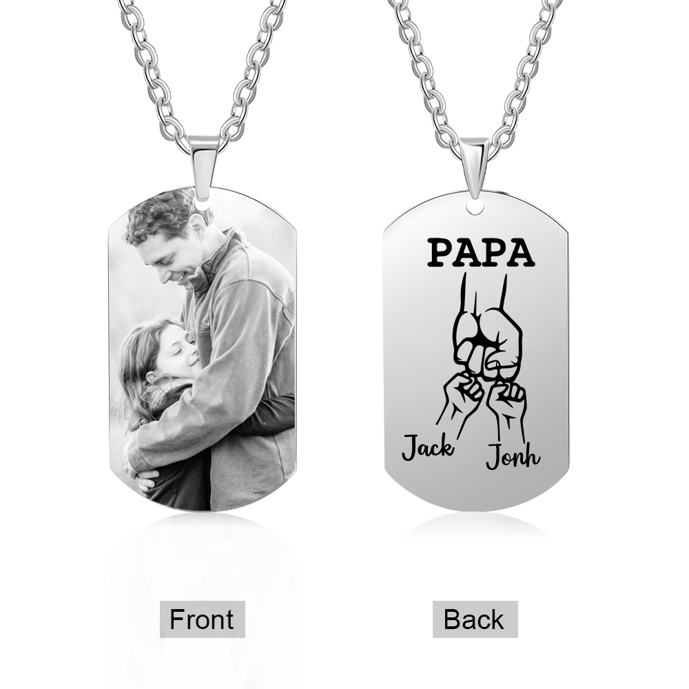 À mon Papa - Collier Personnalisé avec 2 Prénoms et 1 Photo｜Jessemade