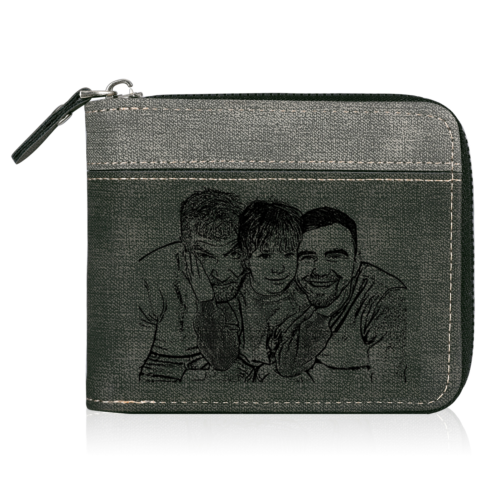 À mon Papa - Portefeuille Poings 4 Prénoms Personnalisés avec Photo Classique Homme Porte-Monnaie Carte