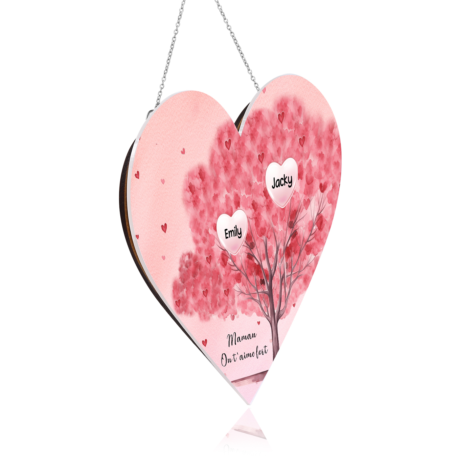 À Maman/Mamie - Veilleuse Cœur Arbre Décoration 2 Prénoms Personnalisés avec 1 Texte