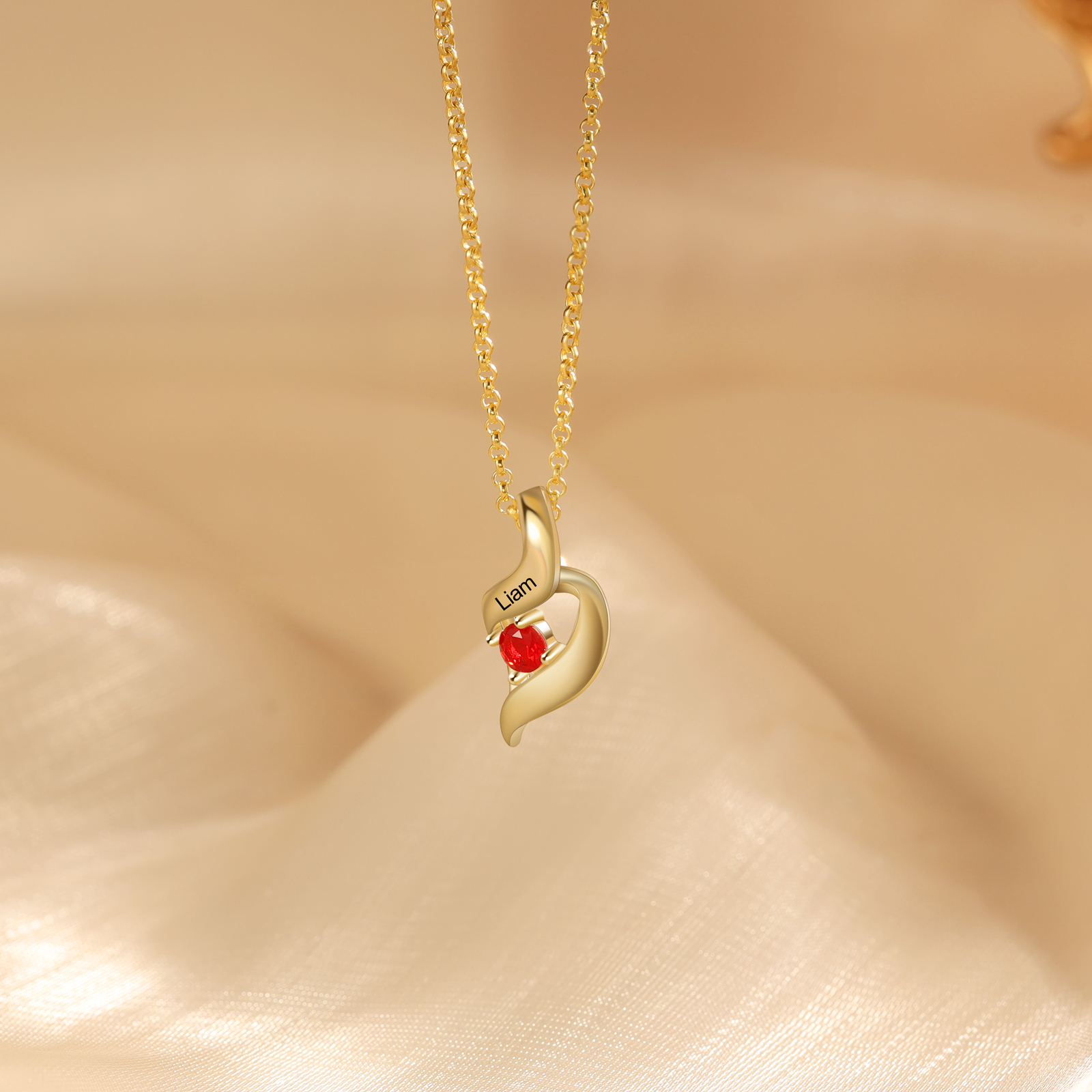 Collier Femme 1 Prénom Personnalisé avec 1 Pierre de naissance