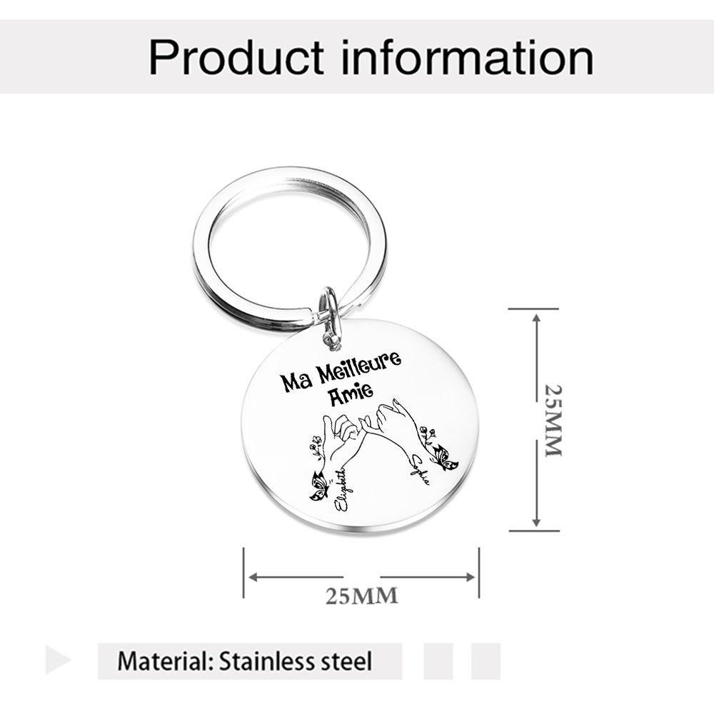 À Ma Meilleure Amie - Porte-Clés avec 2 Prénoms Personnalisés Porte-Clés Promesse du petit doigt