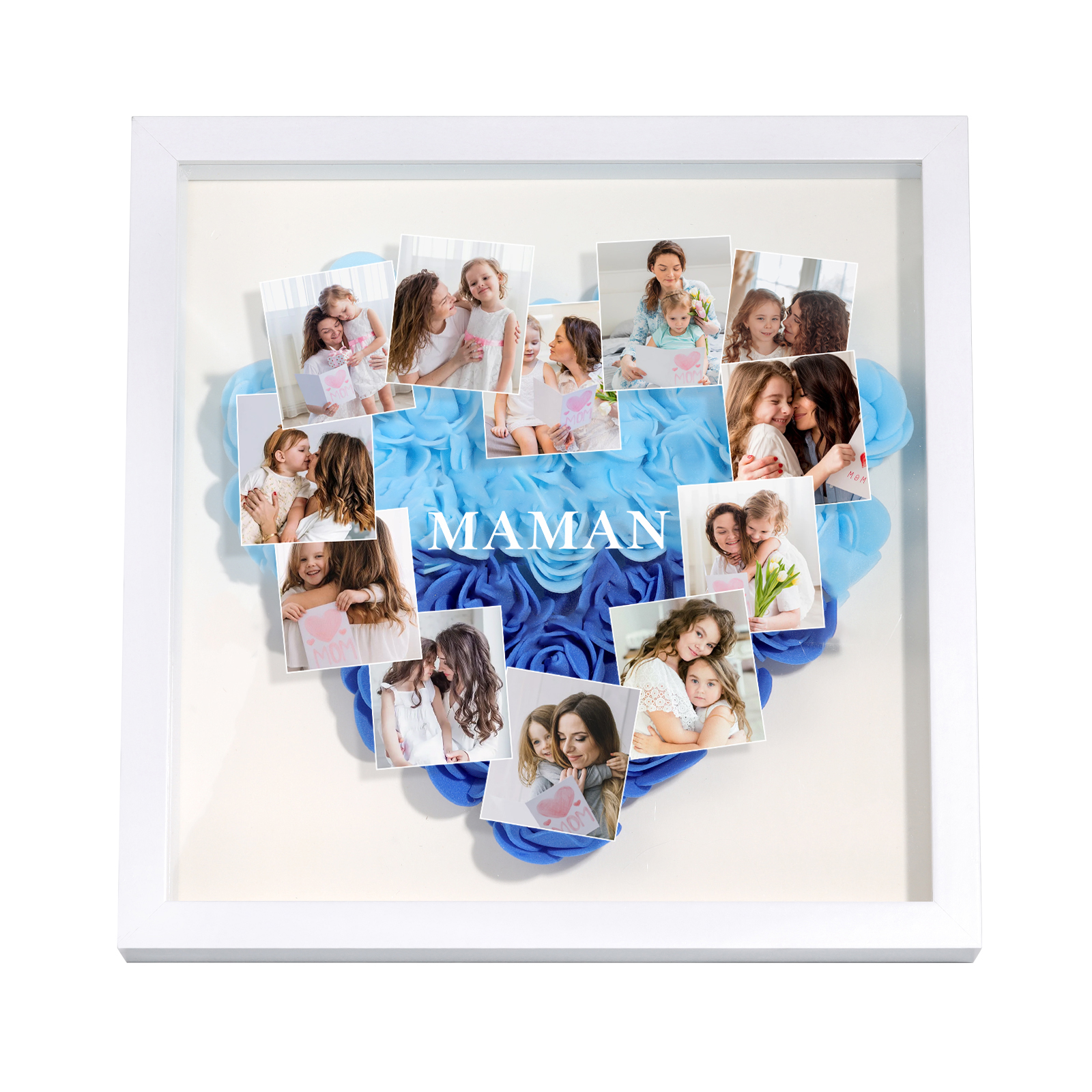 À ma Maman - Cadre Panneau de densité 12 Photos et 1 Texte Personnalisés Ornements Floral pour Famille