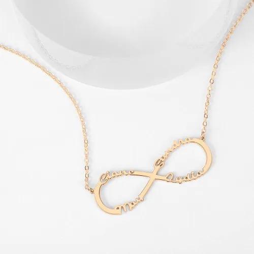 Collier 4 Prénom Infini en Argent 925 Quatre Prénoms