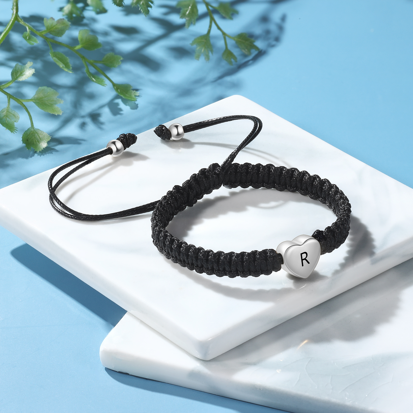 Bracelet Initiale Perle Cœur 1 Lettre Personnalisée pour Couple｜Jessemade