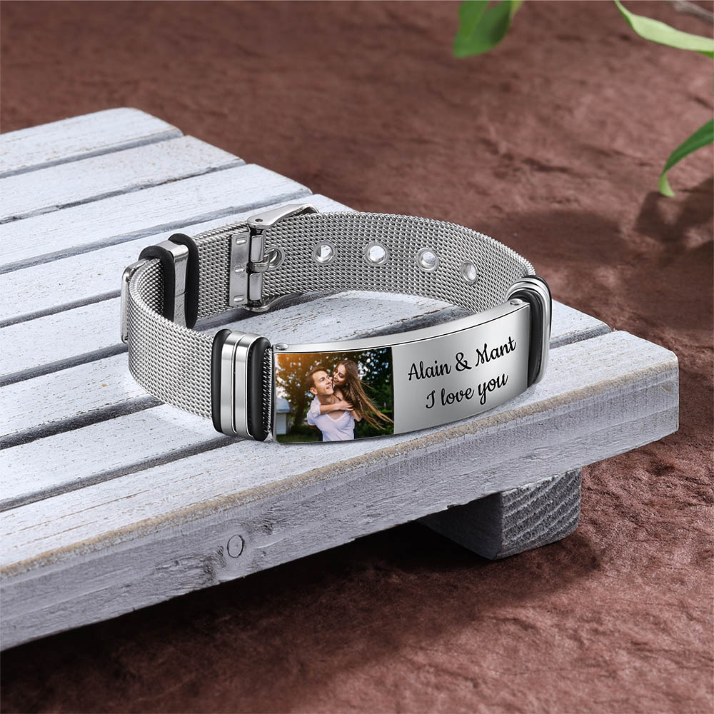 Bracelet 2 Prénoms Personnalisé texte avec photo