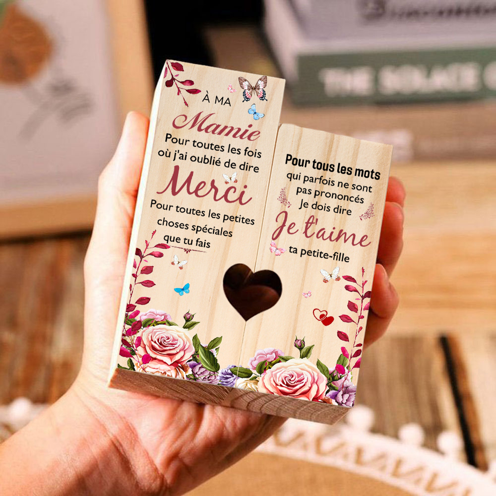 À Ma Mamie - Bougeoir en Bois sans bougie cadeau de Petite-Fille pour Mamie