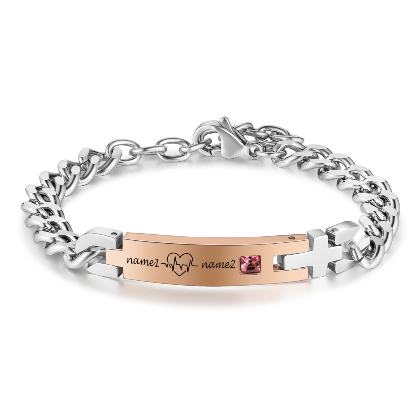Bracelet couple Gourmette 2 Prénoms Personnalisé|Jessemade