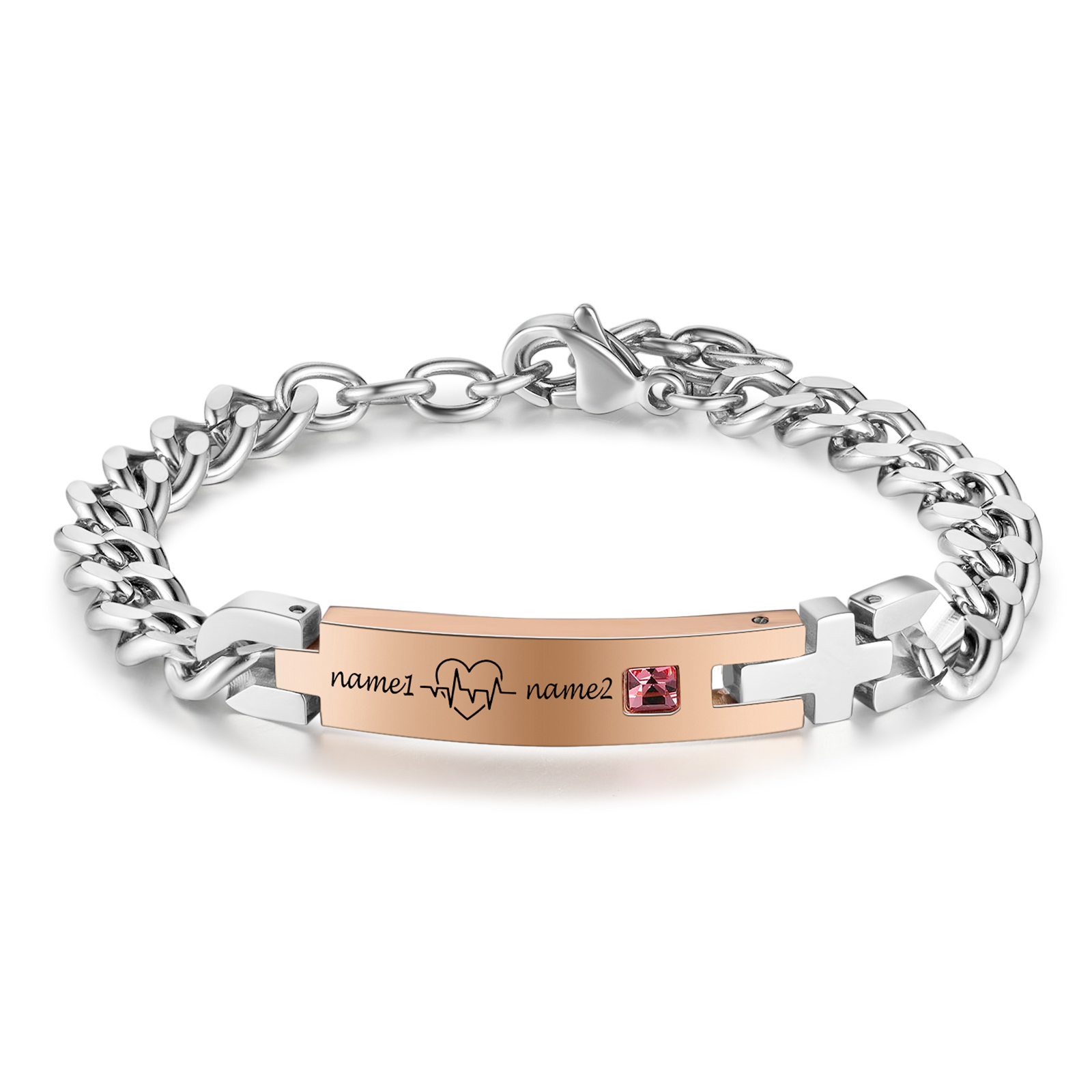 Bracelet couple Gourmette 2 Prénoms Personnalisé|Jessemade