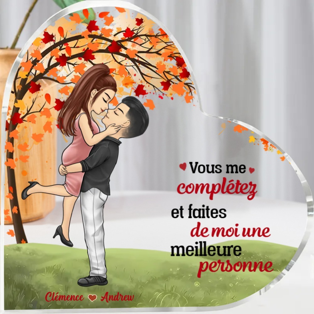 Plaque Acrylique Cœur Couple Romantique 2 Prénoms Personnalisés Cadeua pour couple Saint-Valentin | Jessemade