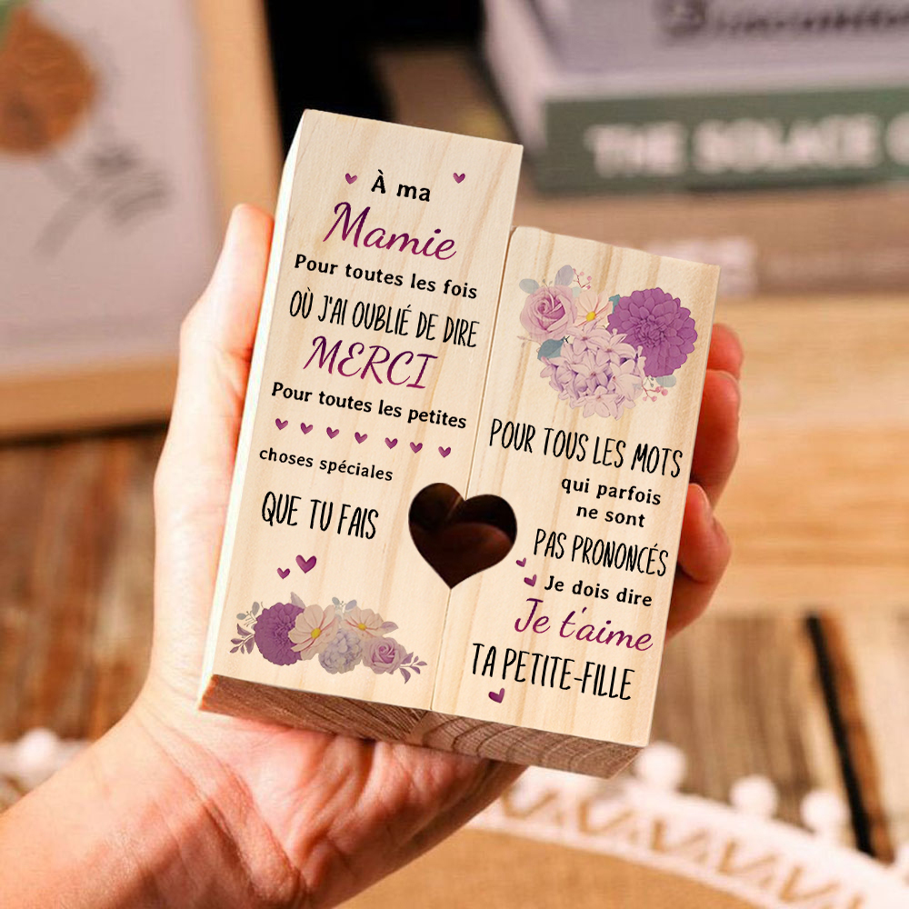 À Ma Mamie - Bougeoir en Bois sans bougie cadeau de Petite-Fille pour Mamie