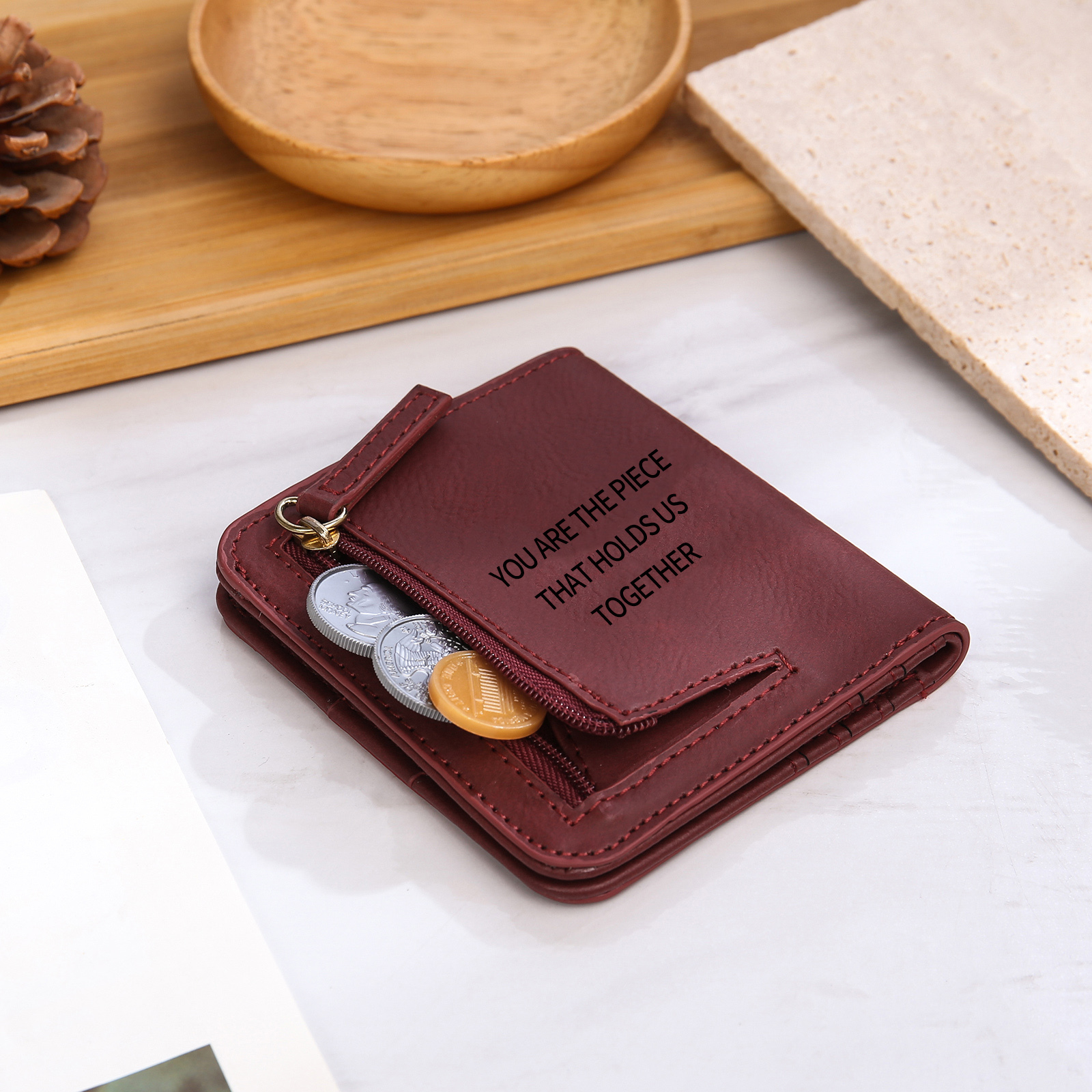 Portefeuille 1 Prénom et Texte Personnalisés avec Fleur de Naissance Porte-Monnaie Carte pour Femmes