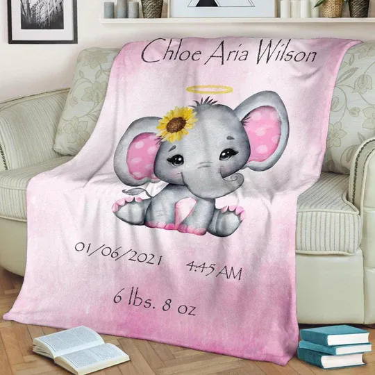 Jessemade FR À Mon Bébé- Couverture plaids polaire animal 2 textes Personnalisés