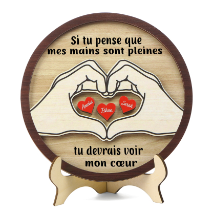 Décoration en bois 3 Prénoms personnalisés avec 2 textes Cadeau pour famille | Jessemade