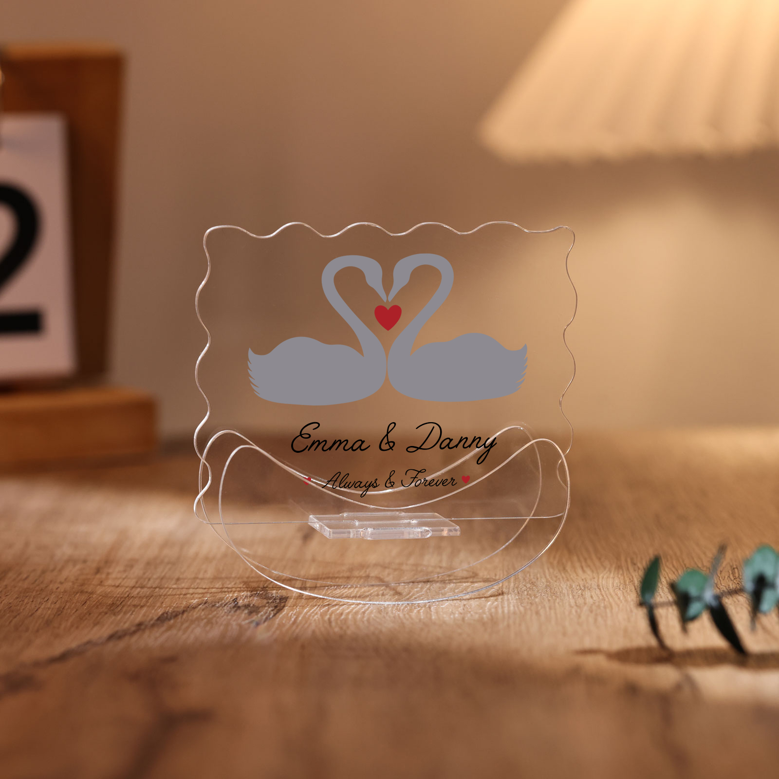 Ornements Panneau Acrylique 2 Prénoms Personnalisés avec Texte pour Couple