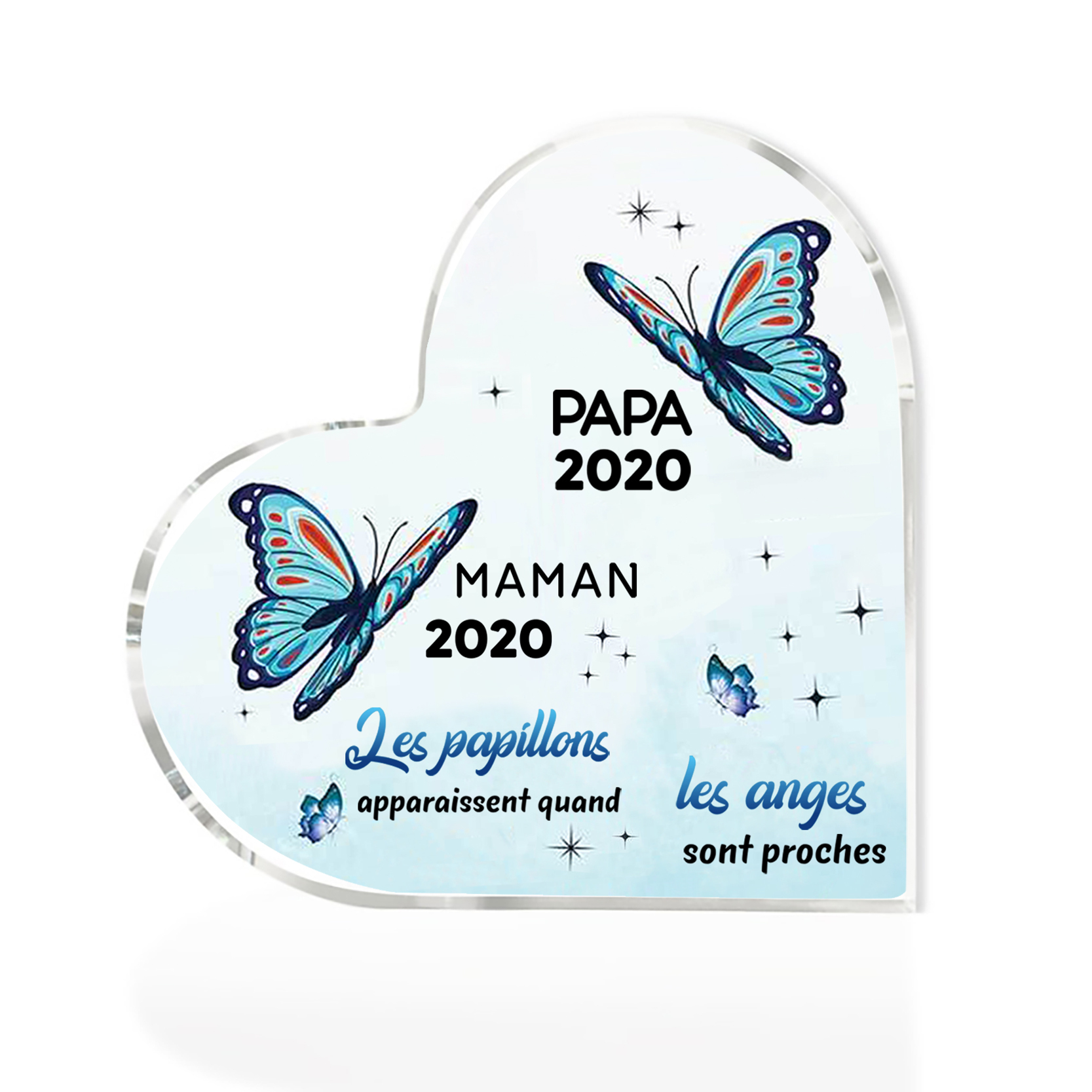 Plaque Acrylique Commémorative en Forme de Coeur Plaque Funéraire 2 Prénoms Personnalisés avec 2 Années | Jessemade