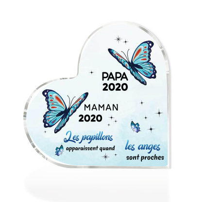 Plaque Acrylique Commémorative en Forme de Coeur Plaque Funéraire 2 Prénoms Personnalisés avec 2 Années | Jessemade