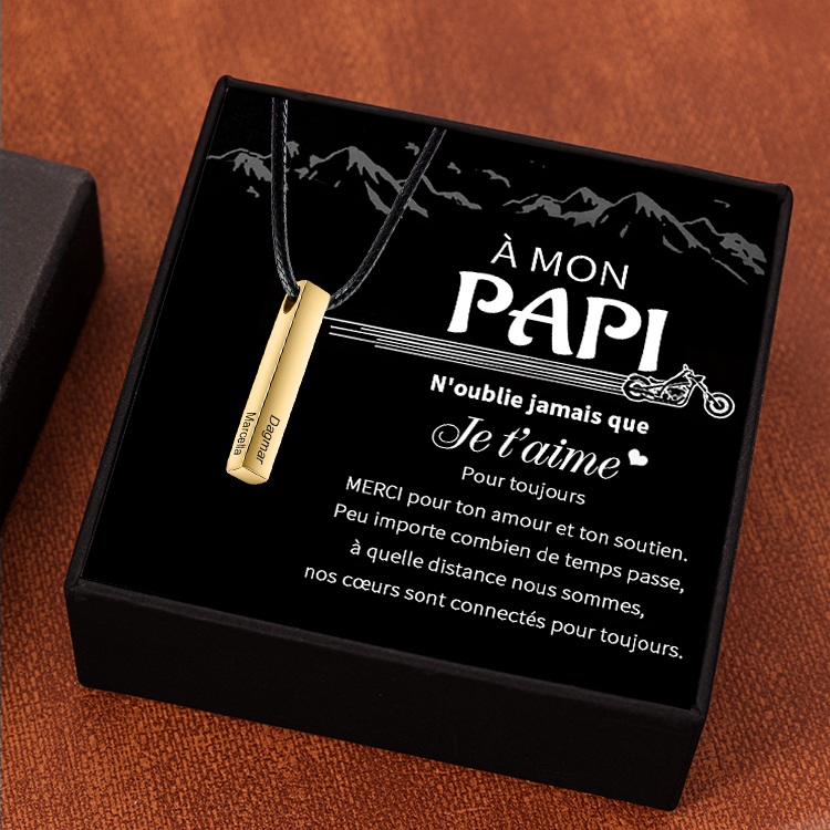 À mon Papi Collier Barre 4 Prénoms Gravés Pour Homme Meilleur