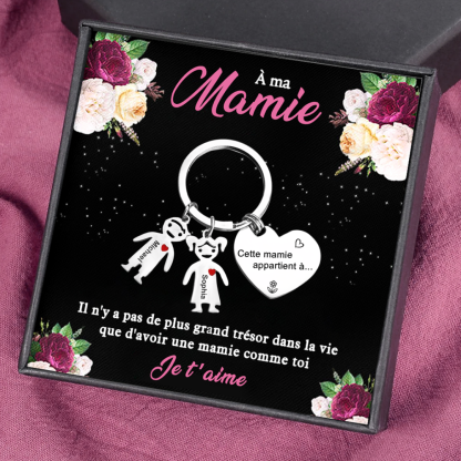À Ma Mamie - Porte-Clés 2 Prénoms Personnalisé Avec Breloques 2 Enfants
