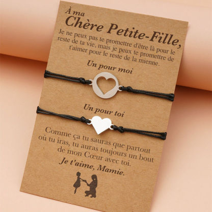 Jessemade FR À Ma Chère Petite-Fille-Bracelets Cœur Cadeau Rentrée Scolaire