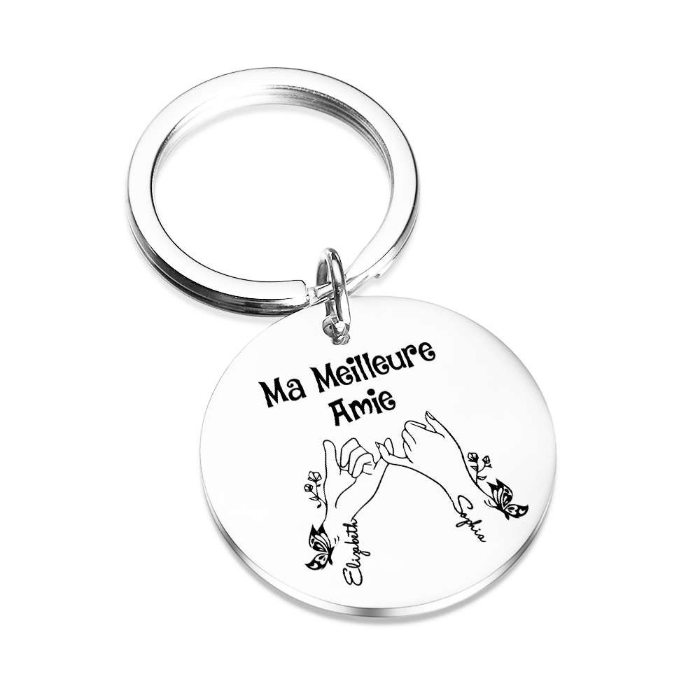 À Ma Meilleure Amie - Porte-Clés avec 2 Prénoms Personnalisés Porte-Clés Promesse du petit doigt