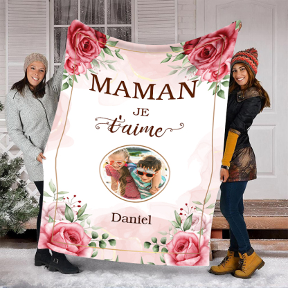 À ma Maman - Couverture Plaids Polaire 1 Prénom et Photo Personnalisés