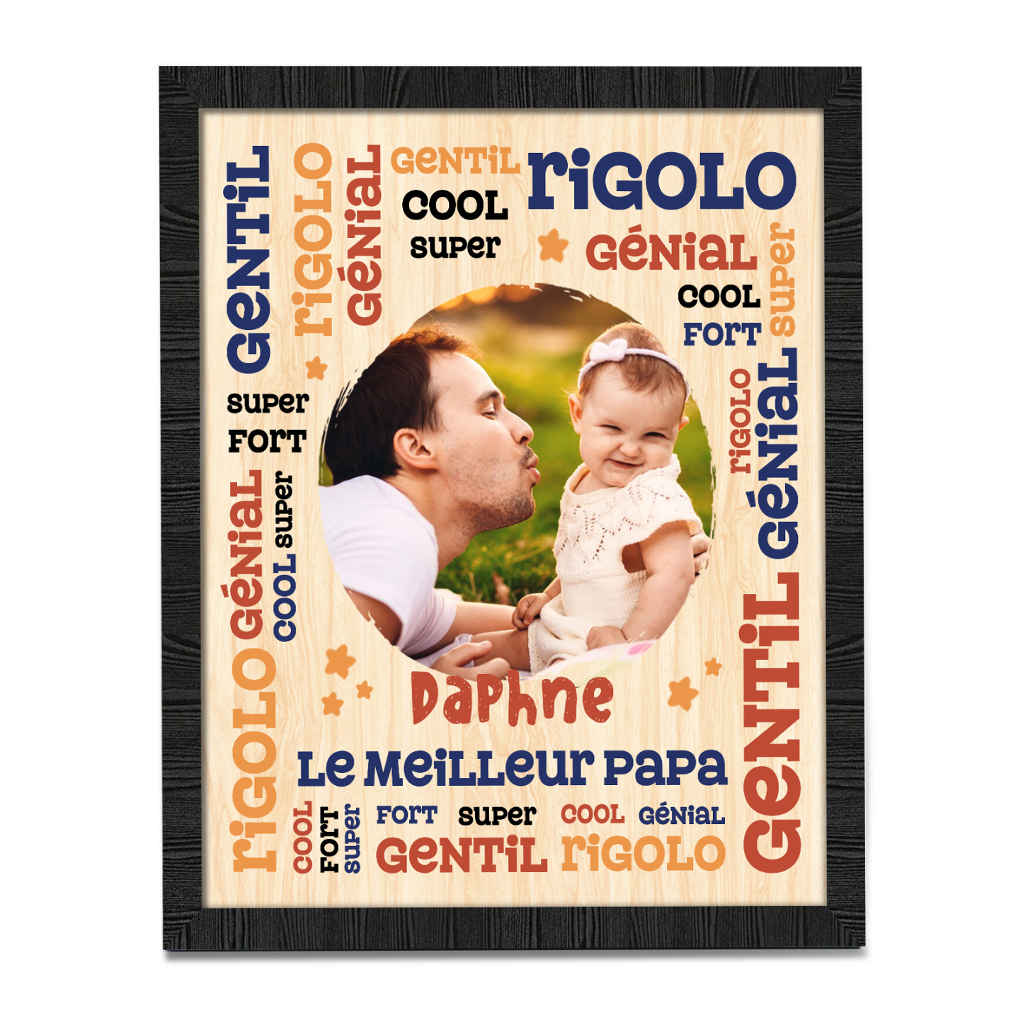 À Mon Papa-Cadre en Bois Prénom et Photo Personnalisés