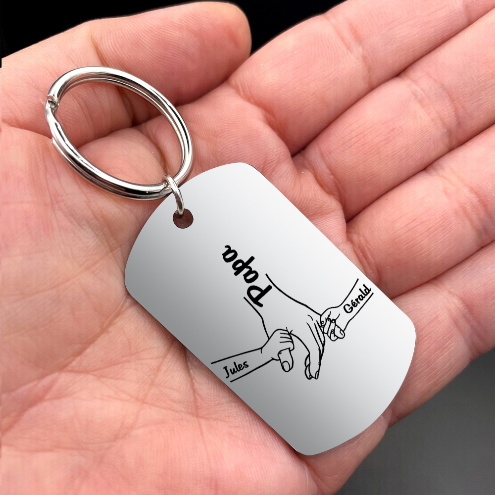 À mon Papa - 1-5 Noms Porte-Clés la main dans la main Personnalisés