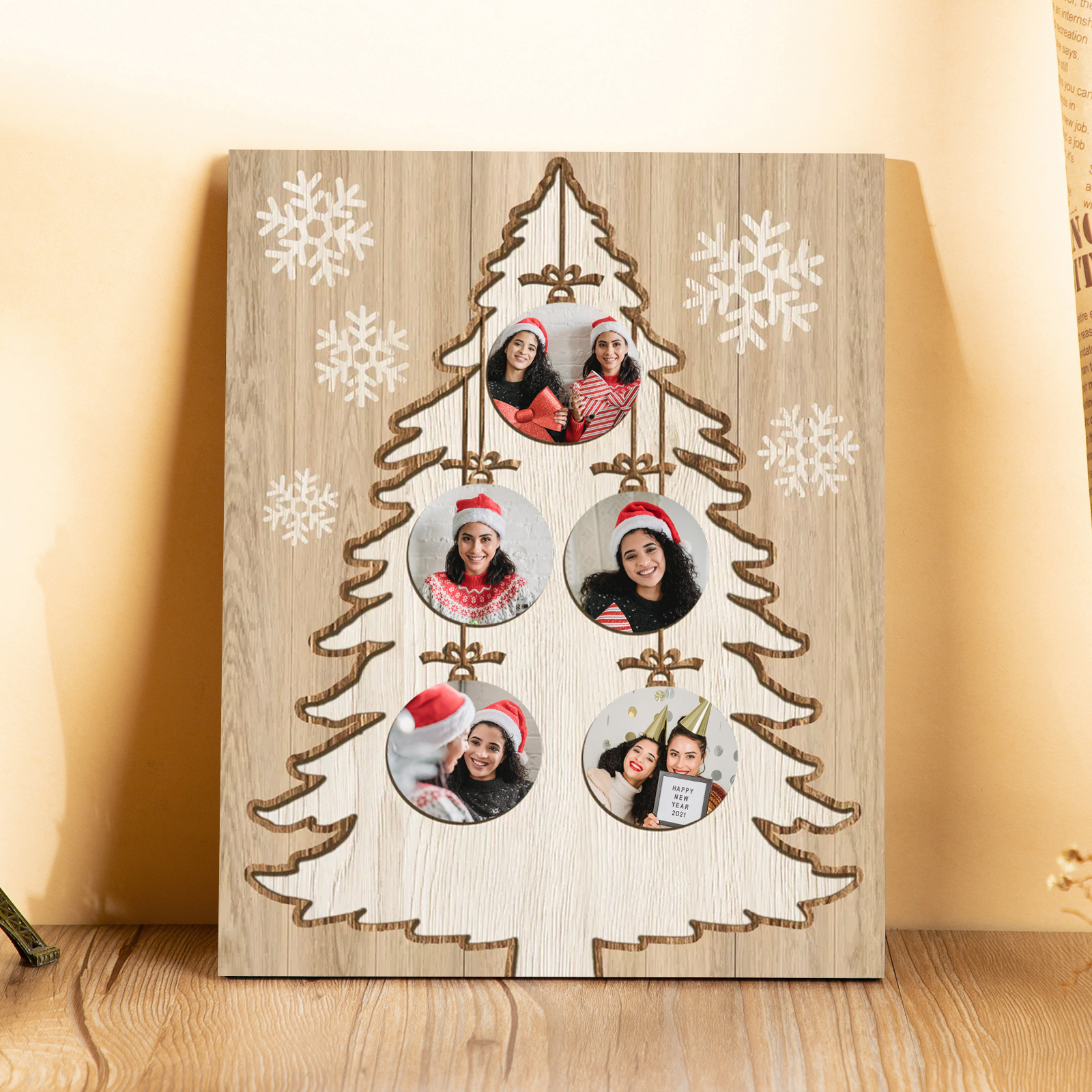 Cadre en Bois Sapin de Noël 5 Photos Personnalisées | Jessemade