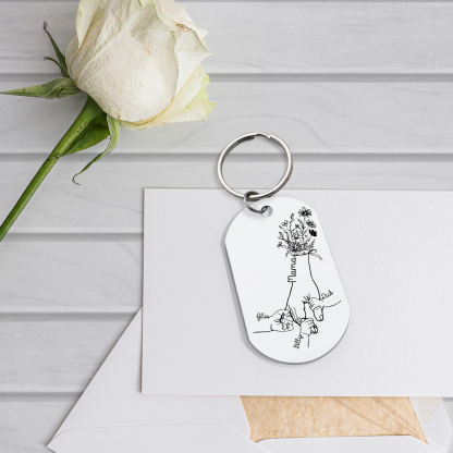 À Ma Maman/Mamie - Porte-Clés la Main dans la Main 2-7 Noms Personnalisés