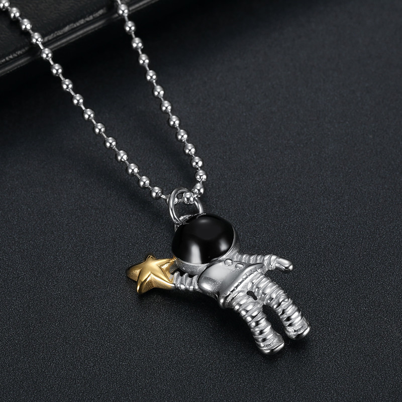 Collier Pendentif Astronaute Spaceman Acier au titane Collier Homme