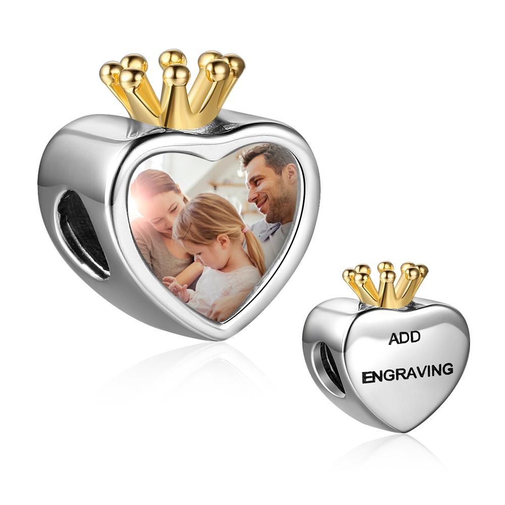 Charm Photo Personnalisé Cœur en Argent 925