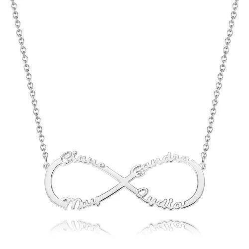 Collier 4 Prénom Infini en Argent 925 Quatre Prénoms