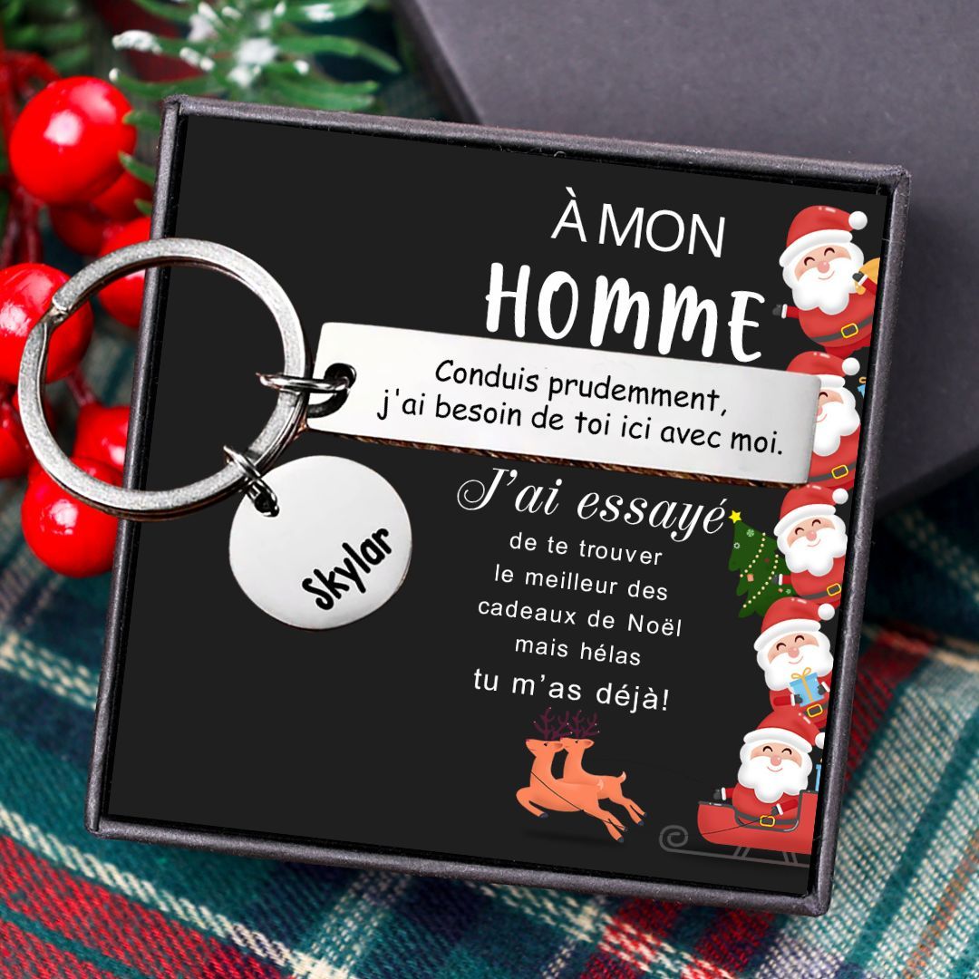 À mon Homme - Porte-Clés 1 Prénom Personnalisé Cadeau Noël-Jessemade FR