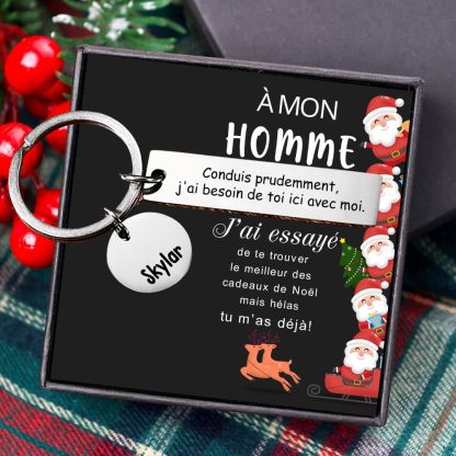 À mon Homme - Porte-Clés 1 Prénom Personnalisé Cadeau Noël-Jessemade FR