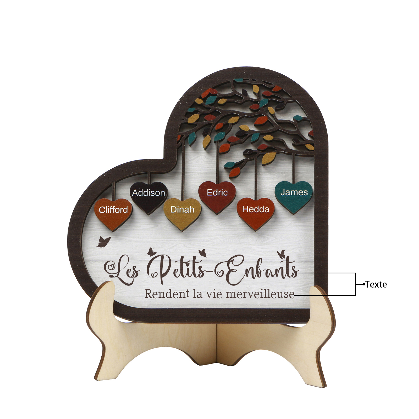 À Mamie Décoration en bois l'arbre des cœurs 6 Prénoms Personnalisés Ornement Famille Cadeau pour mamie | Jessemade