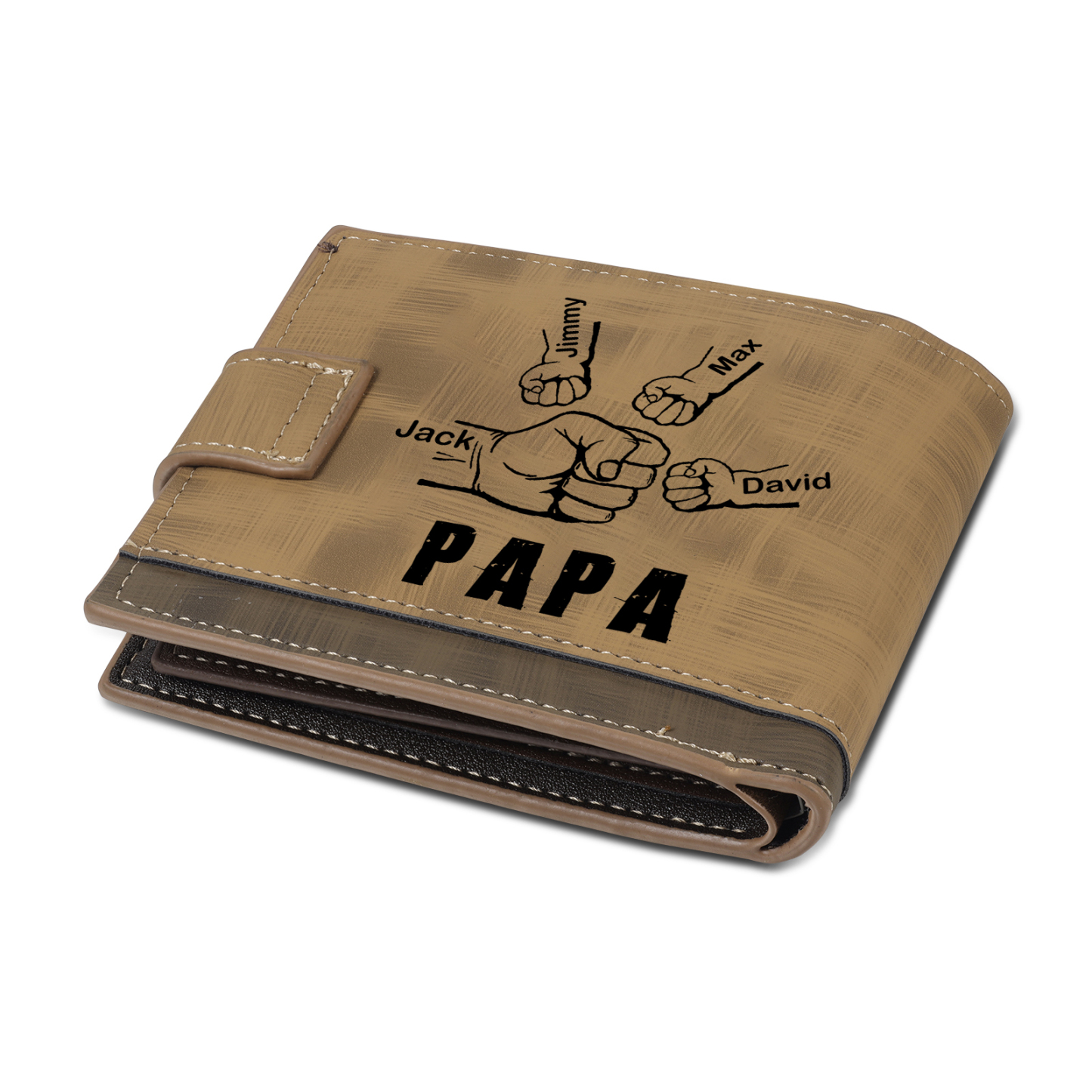 À mon Papa-Portefeuille Poings 4 Prénoms et 1 Photo Personnalisés Classique Homme Porte-Monnaie Carte