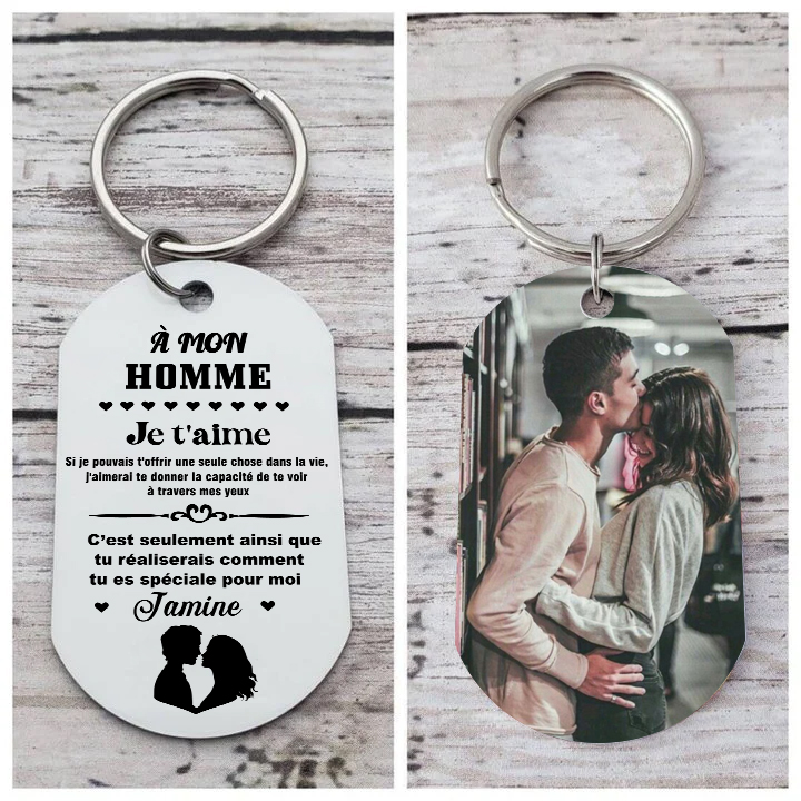 À mon Homme - Porte-Clés 1 Prénom et Photo Personnalisés pour Couple