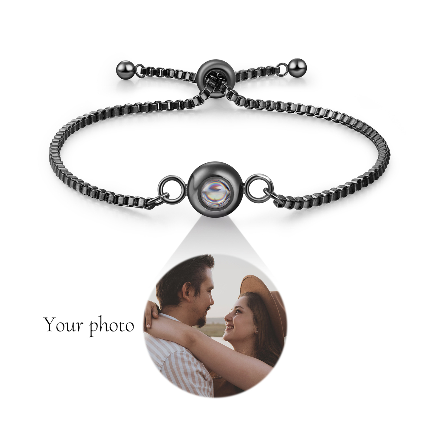 Jessemade FR Bracelet Projection de Pierre avec Photo Personnalisée pour couple