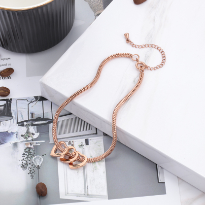 Bracelet Cheville Réglable Prénom Personnalisés Pour Femmes Avec 6 Pendentif Coeur