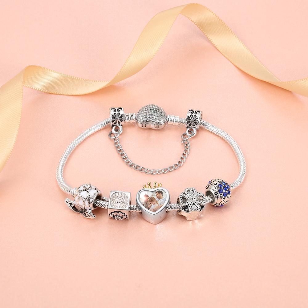 Charm Photo Personnalisé Cœur en Argent 925