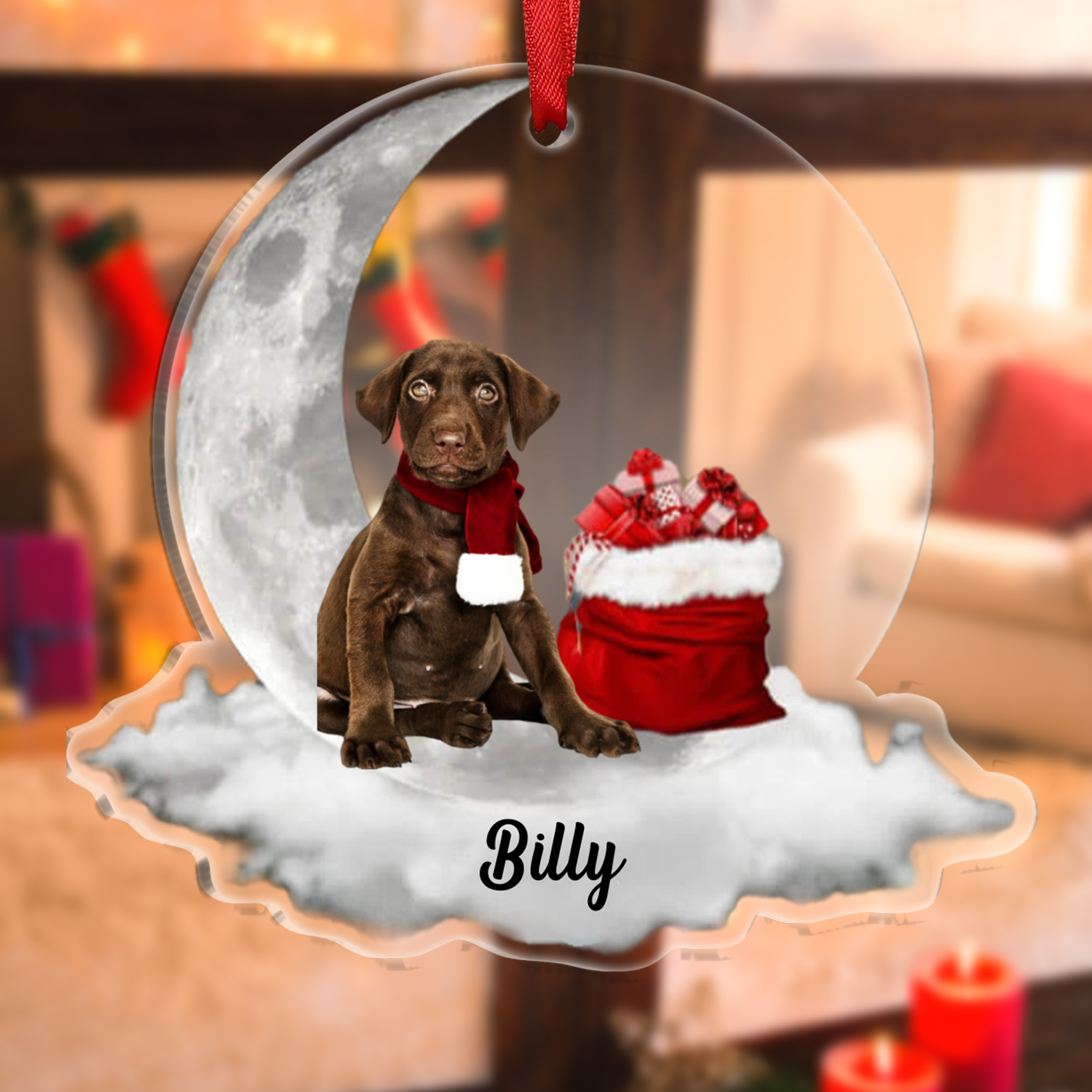 Décoration Sapin Noël  en Acrylique avec Photo Personnalisée