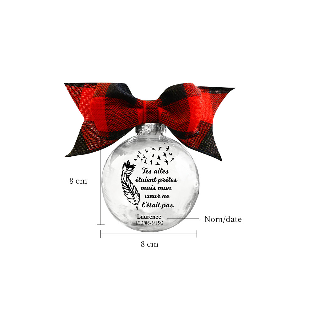 Boule transparente de plumes Ornements Prénom Personnalisé avec date boule de noël | Jessemade