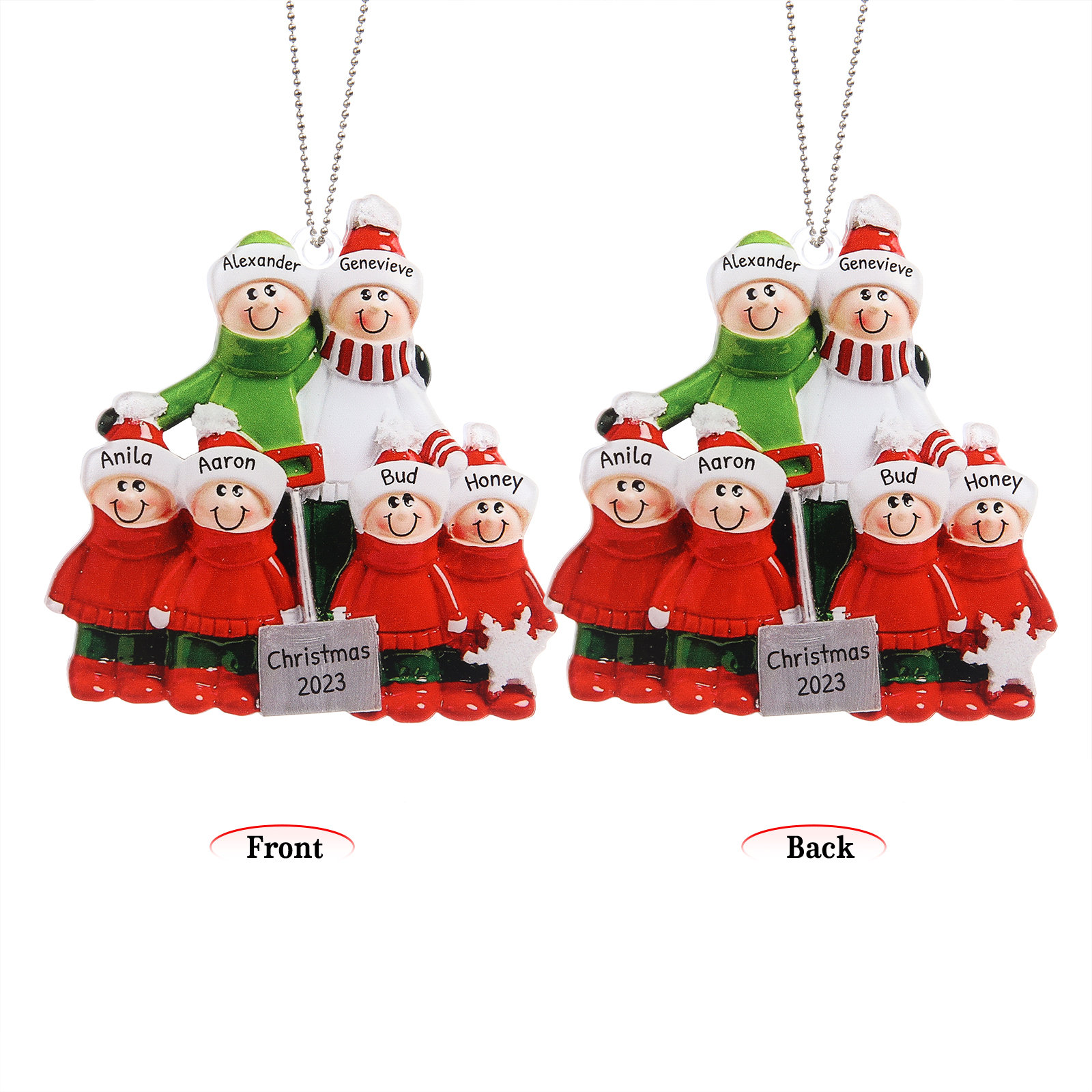 3-6 Noms Ornements de Noël Poupée Acrylique Personnalisés avec Texte